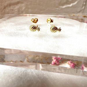 Mini Gold Pineapple Stud Earrings | 14k Gold Plated Sterling Silver